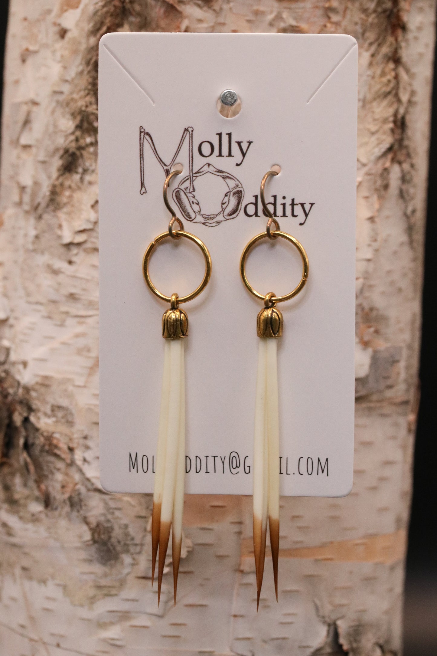 Quill & Ring with Textured Cap Earrings