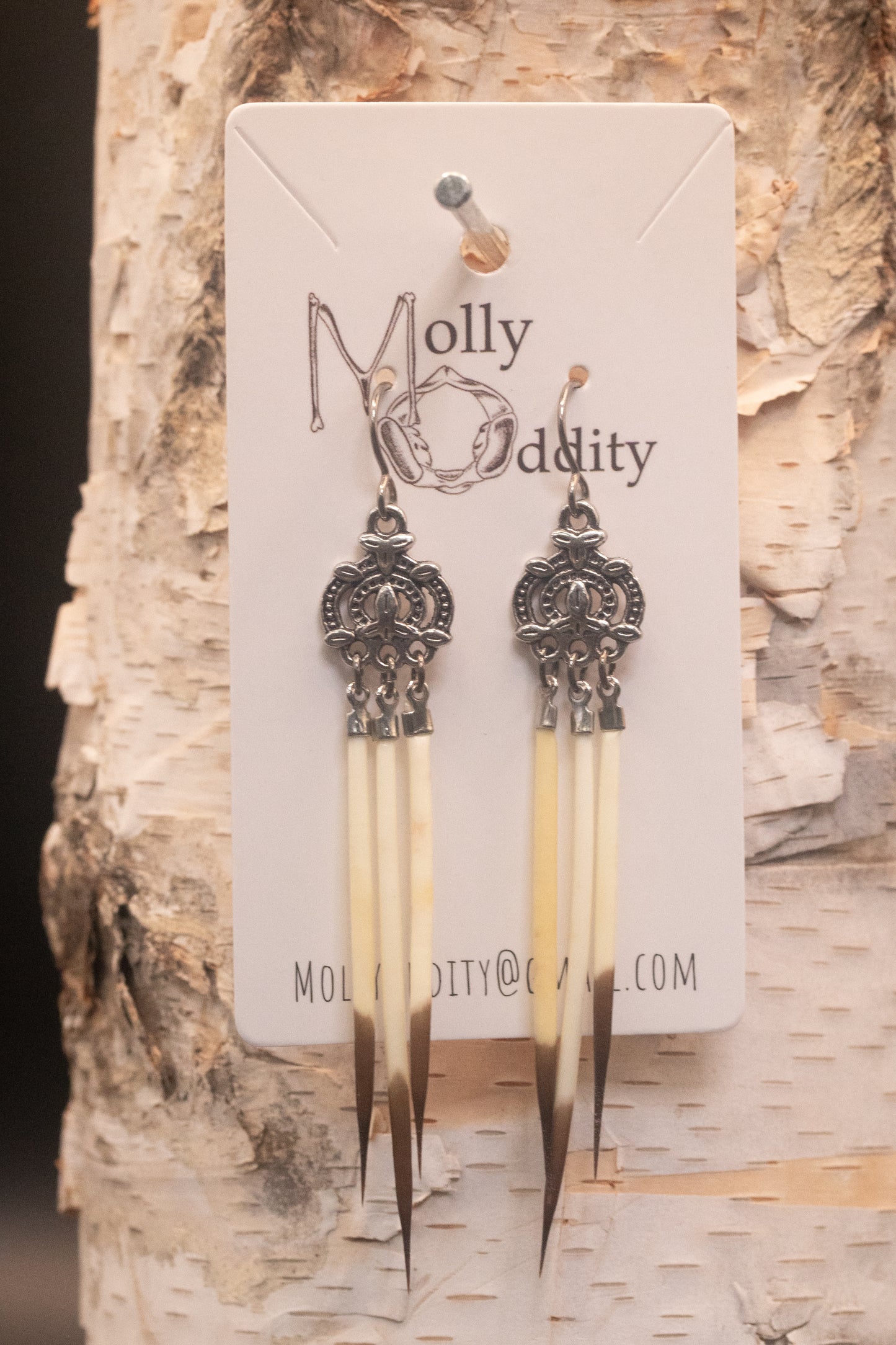 Small Silver Quill Chandelier Earrings