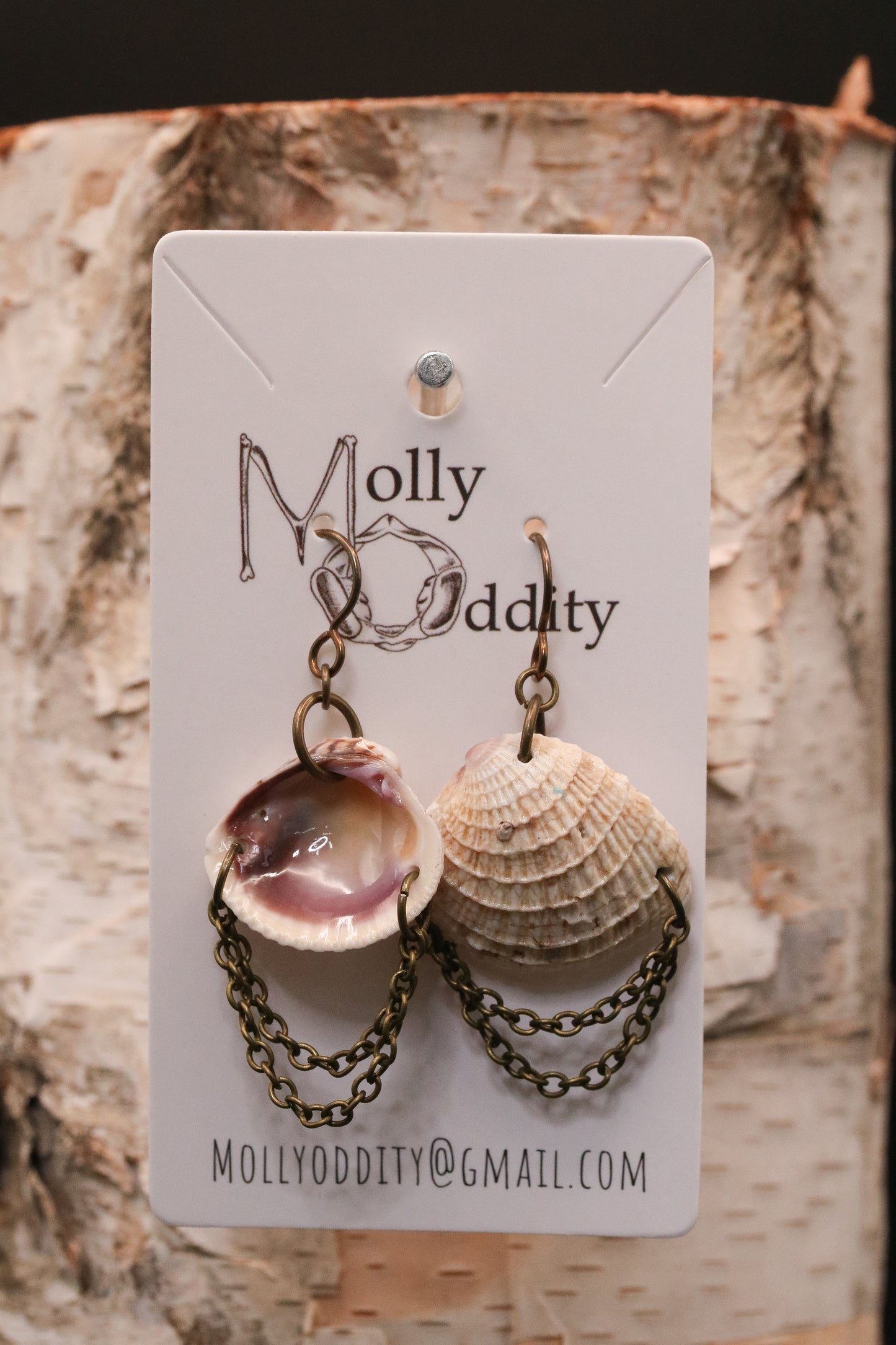 Shell & Double Chain Earrings
