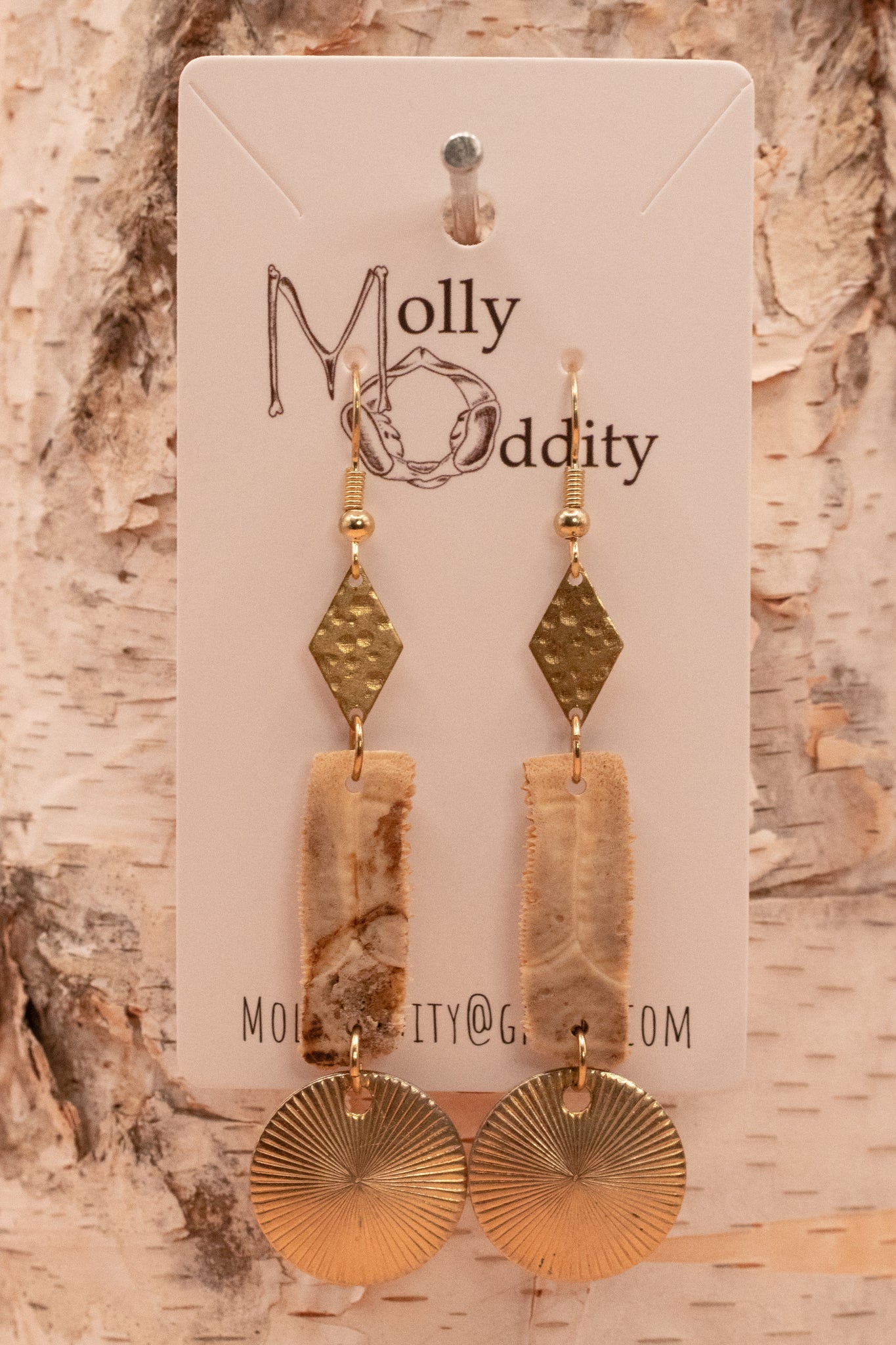 Turtle Shell with Double Textured Accent Earrings