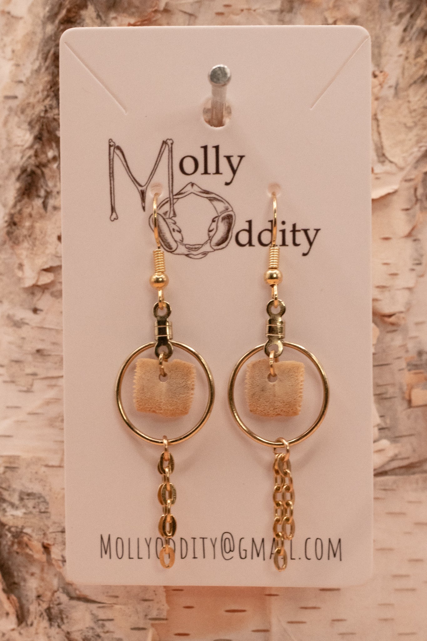 Turtle Shell with Hoop and Chains Earrings