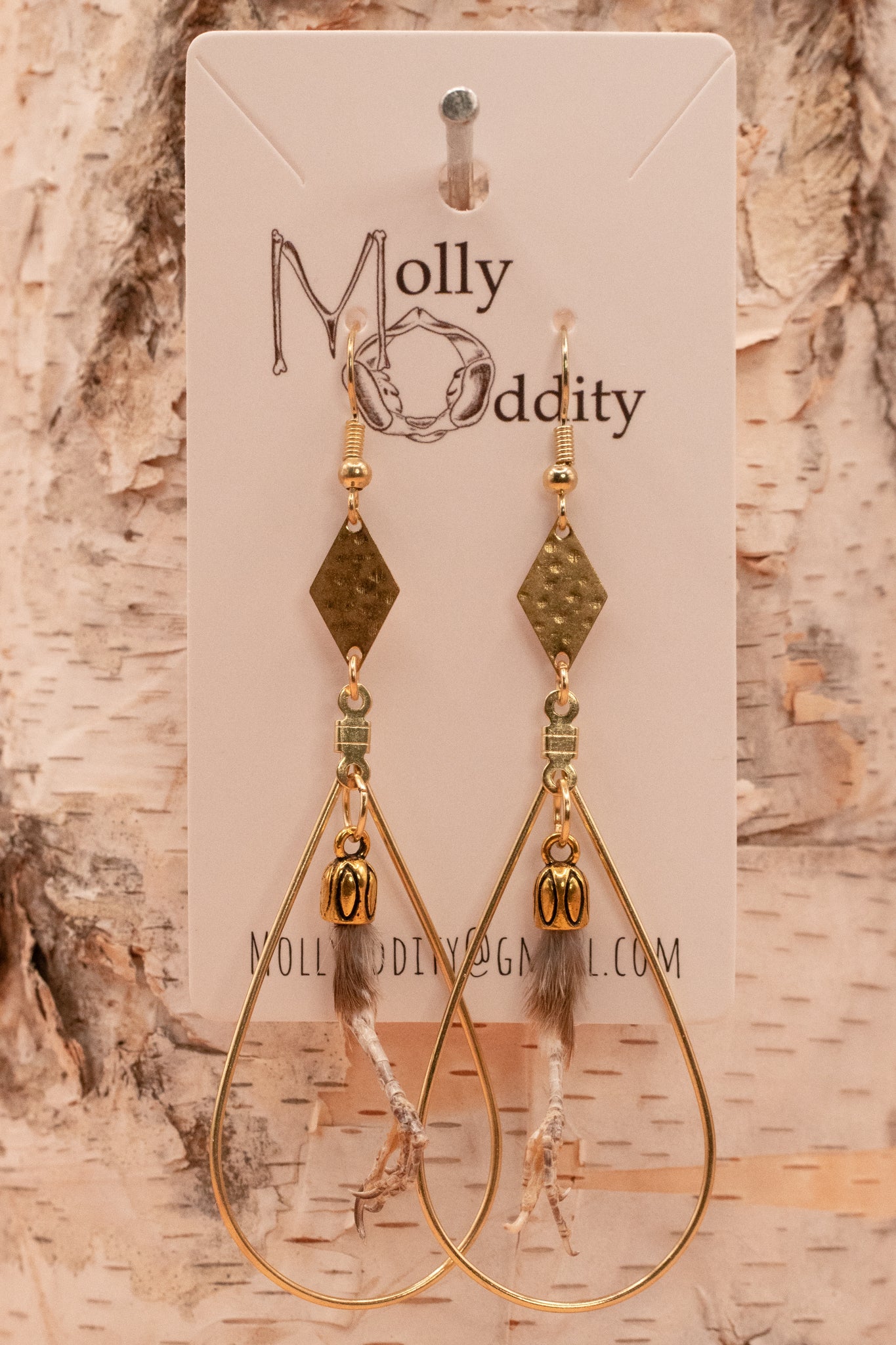 Bird Foot Teardrop Earrings