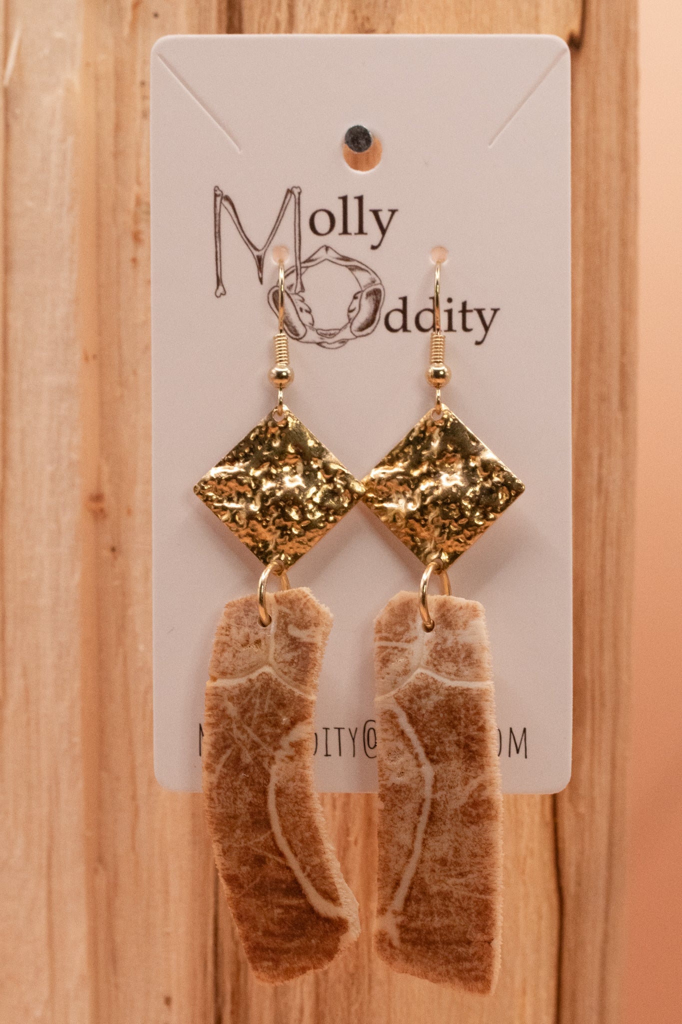 Textured Pendant and Long Turtle Shell Earrings