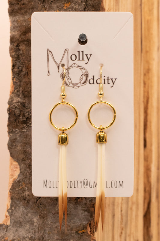 Porcupine Quill & Gold Ring Earrings