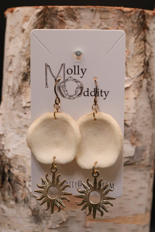 End Cap & Gold Sun Bone Earrings
