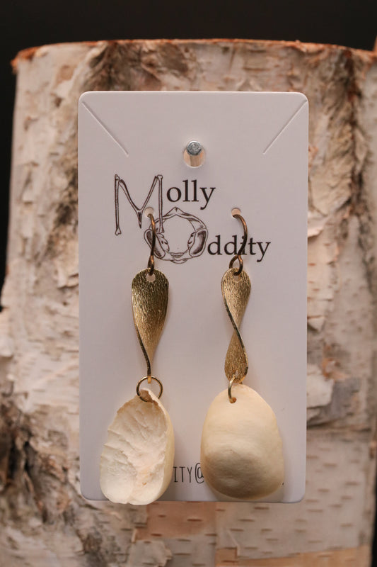 End Cap & Gold Spiral Bone Earrings