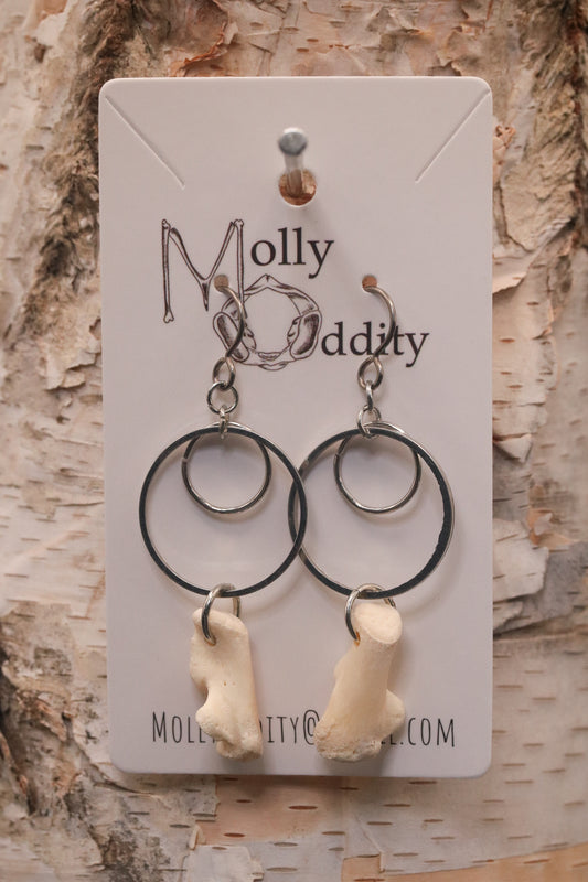 Bone & Silver Double Ring Earrings