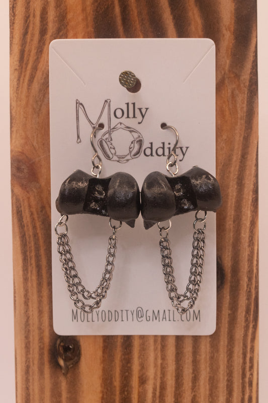 Black Vertebrae & Double Chain Earrings