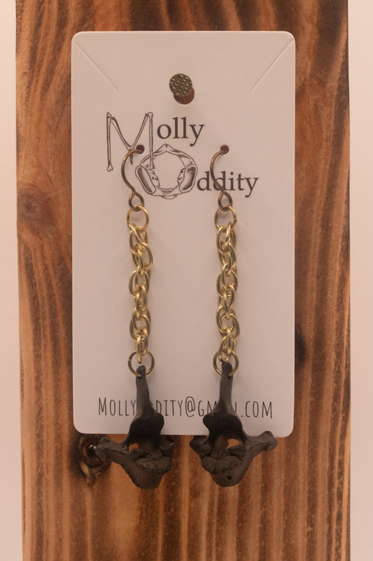 Black Vertebrae & Long Chain Earrings