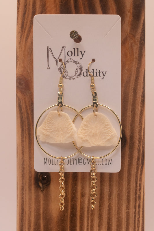 Textured End Cap & Chained Hoop Earrings