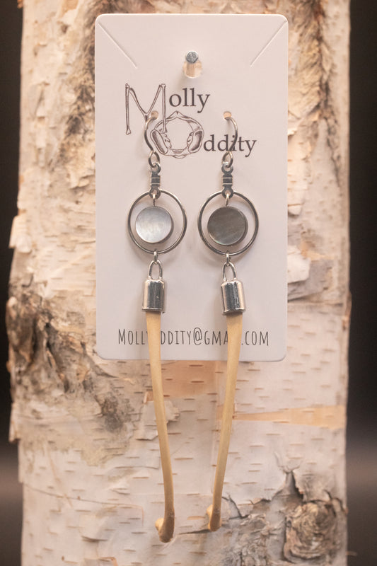 Rib Bone & Pearlescent Bead Earrings