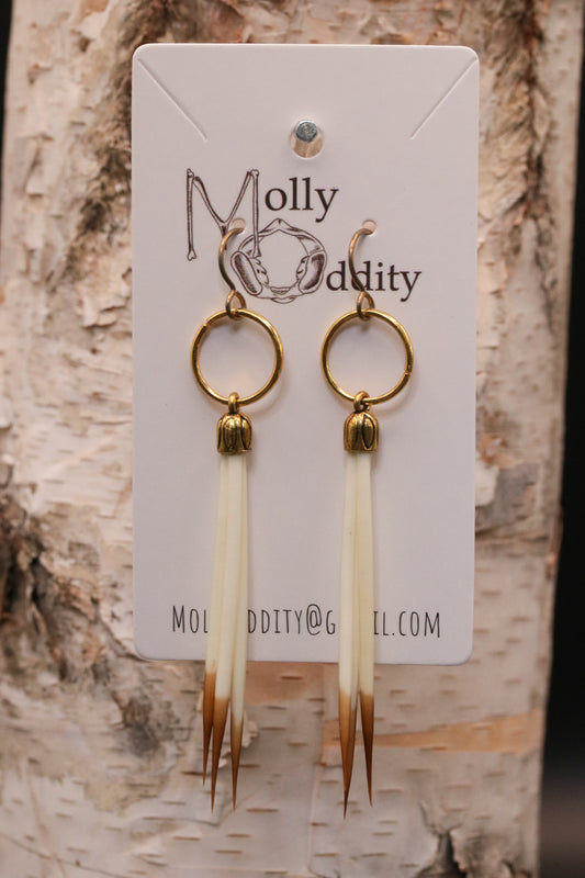 Quill & Ring with Textured Cap Earrings
