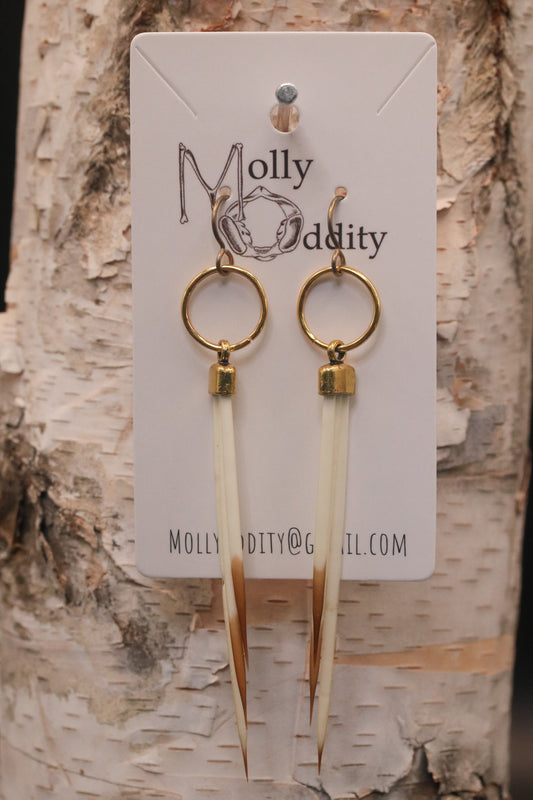 Quill & Ring with Smooth Cap Earrings
