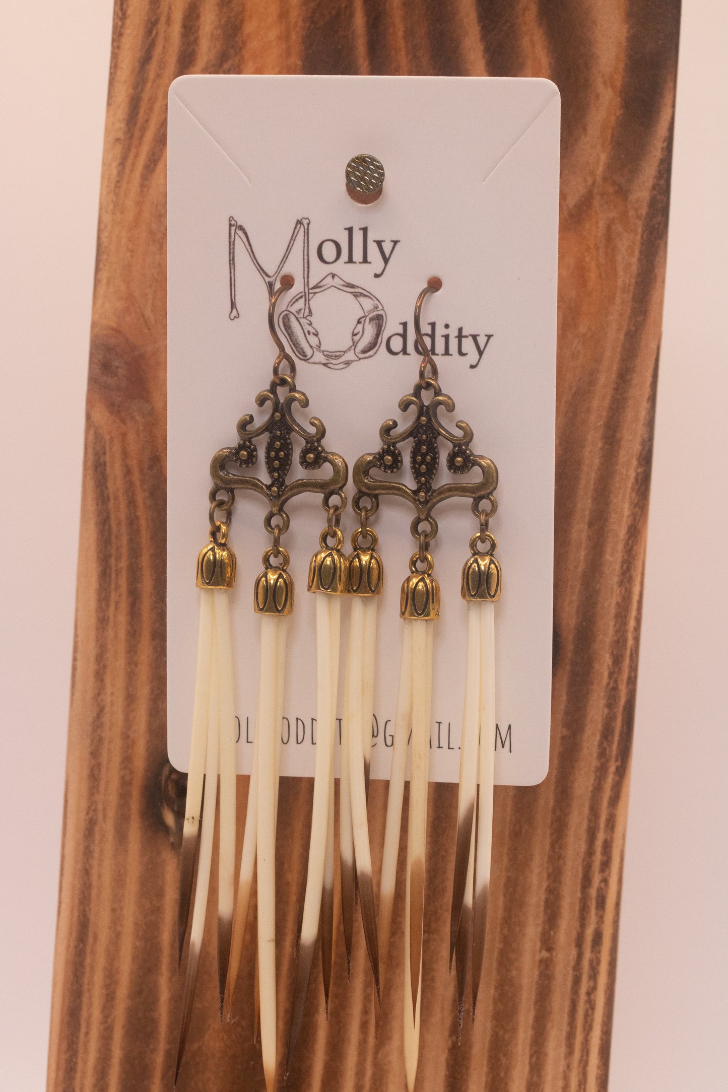 Brass Chandelier Quill Earrings