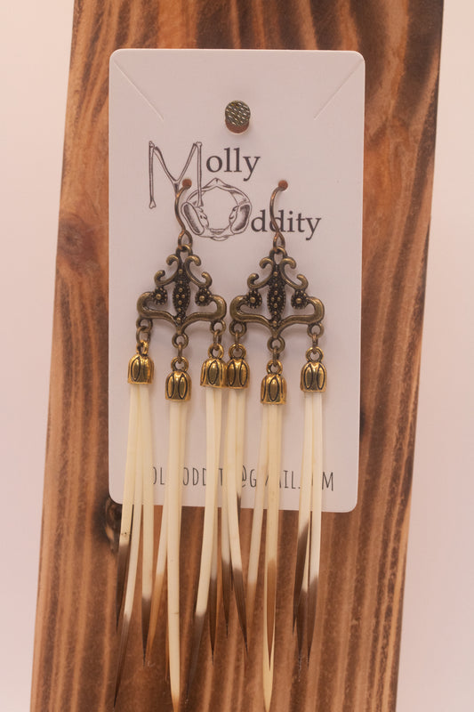 Brass Chandelier Quill Earrings