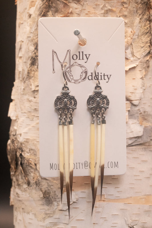 Small Silver Quill Chandelier Earrings
