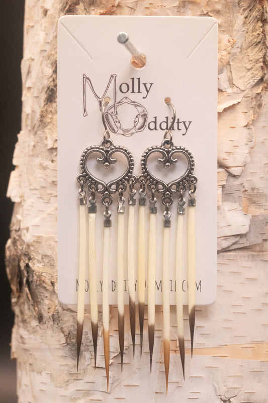 Large Silver Chandelier Quill Earrings