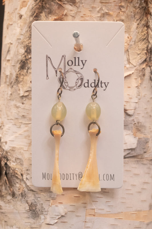 Fish Bone & Jade Bead Earrings