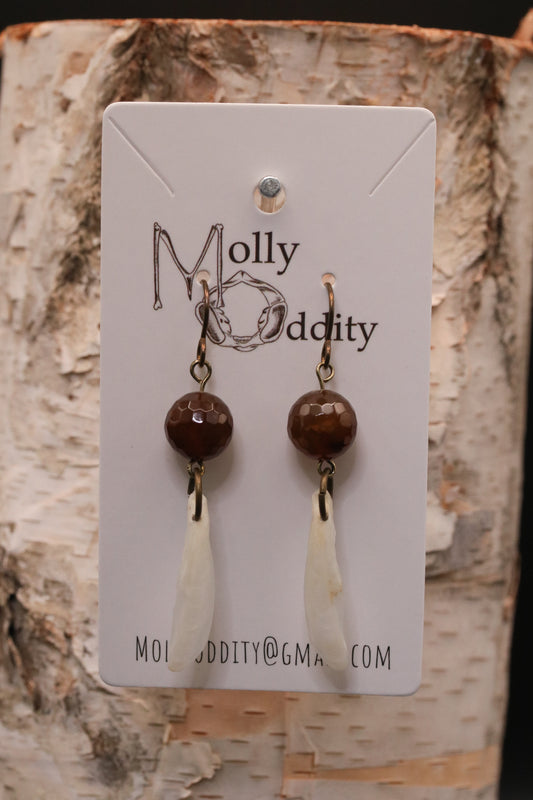 Fish Bone & Bead Earrings