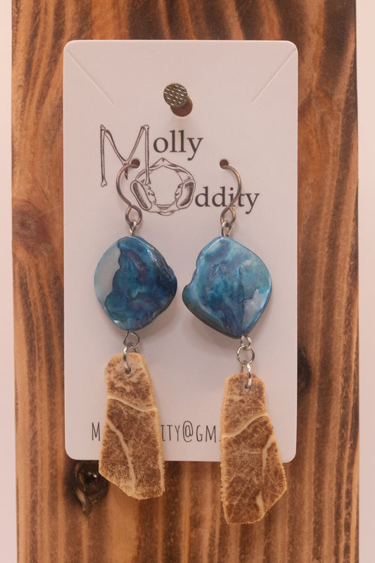 Turtle Shell & Blue Stone Earrings