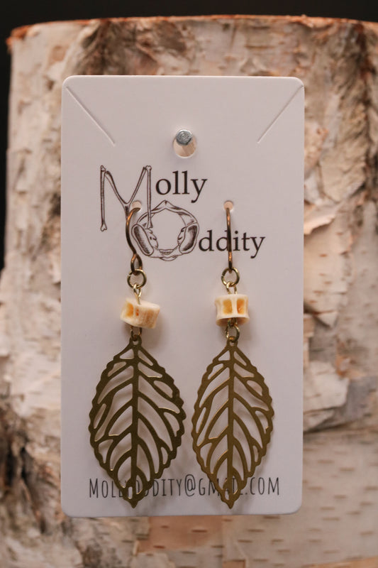Fish Vertebrae & Gold Leaf Earrings