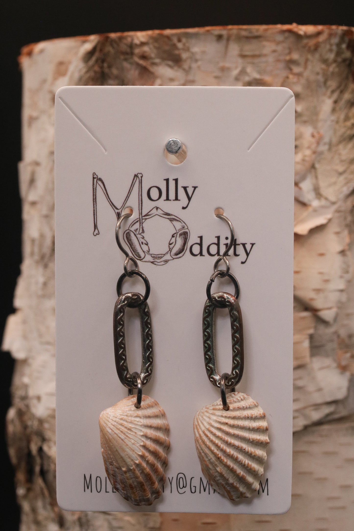 Shell & Silver Accent Earrings