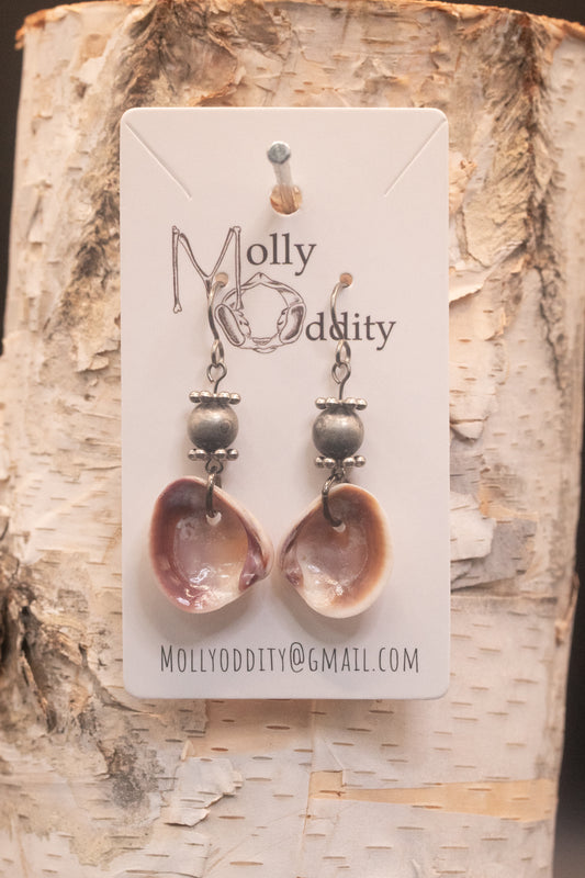 High Polish & Silver Bead Shell Earrings